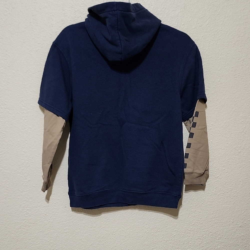 Blue Sweatshirt with Tan Long Sleeves and Sonic Graphic - Picture 7 of 8